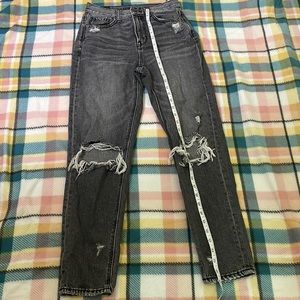 American eagle size 0, distressed grey wash